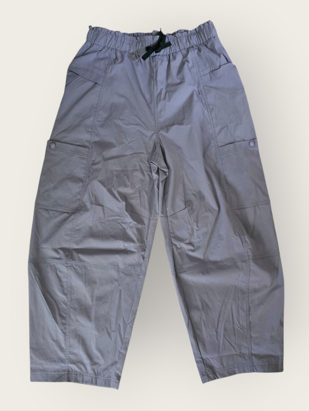 Halara Cargo Pants, Drawstring Elastic Waist, Barrel Wide. Grey. Womens Large. - Picture 2 of 8